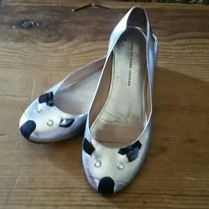 Marc by Marc Jacobs Leather silver flats